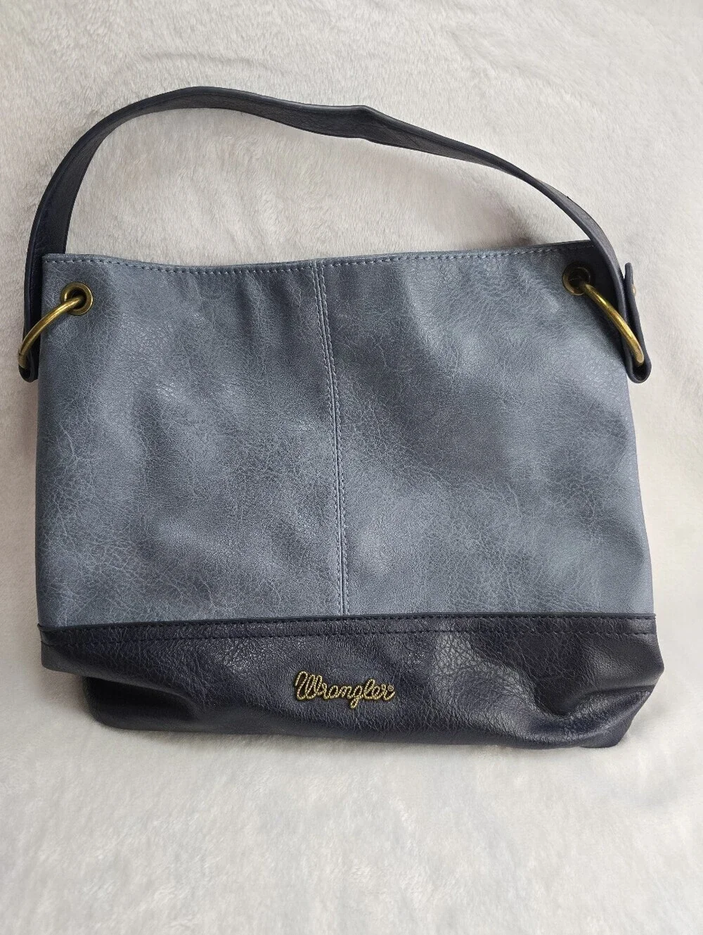 Wrangler Montana West Two Tone Hobo Bag Blue Denim And Navy